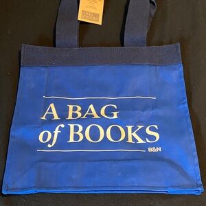 NWT Barnes & Noble blue and cream  A Bag of Books tote